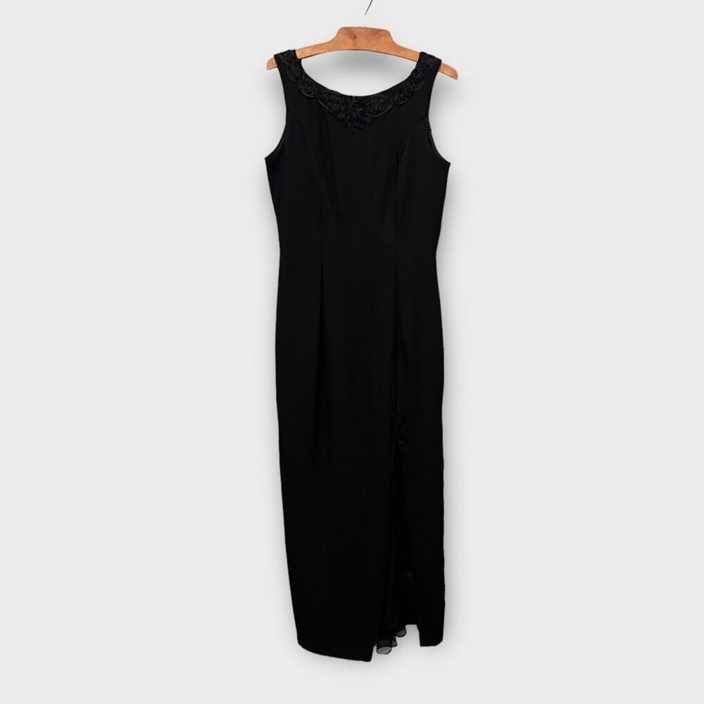 Dave & Johnny 90s Formal Dress High Slit Flowing Train Gown Size 11/12